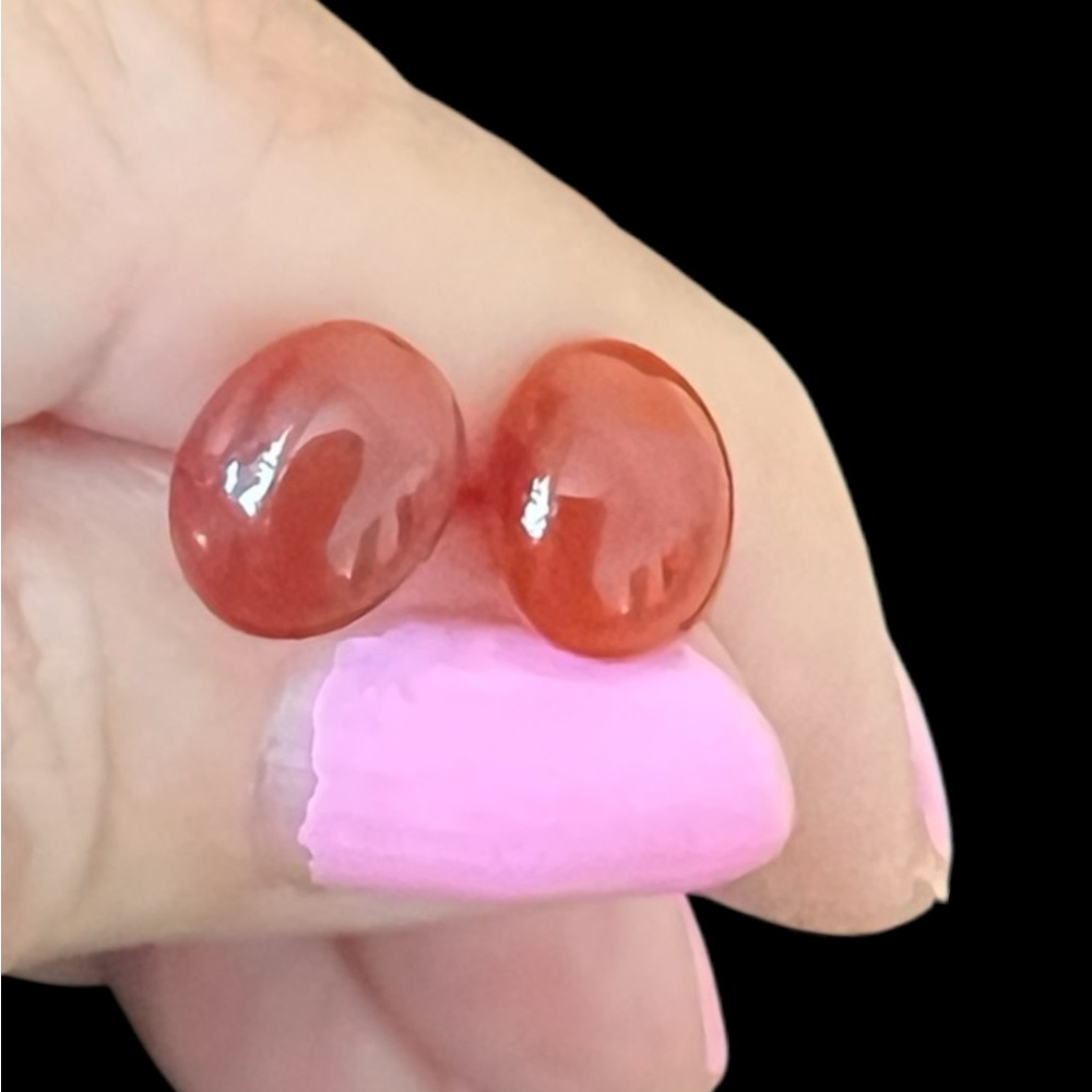 Oval Carnelian Gemstone Stud Earrings silver toy